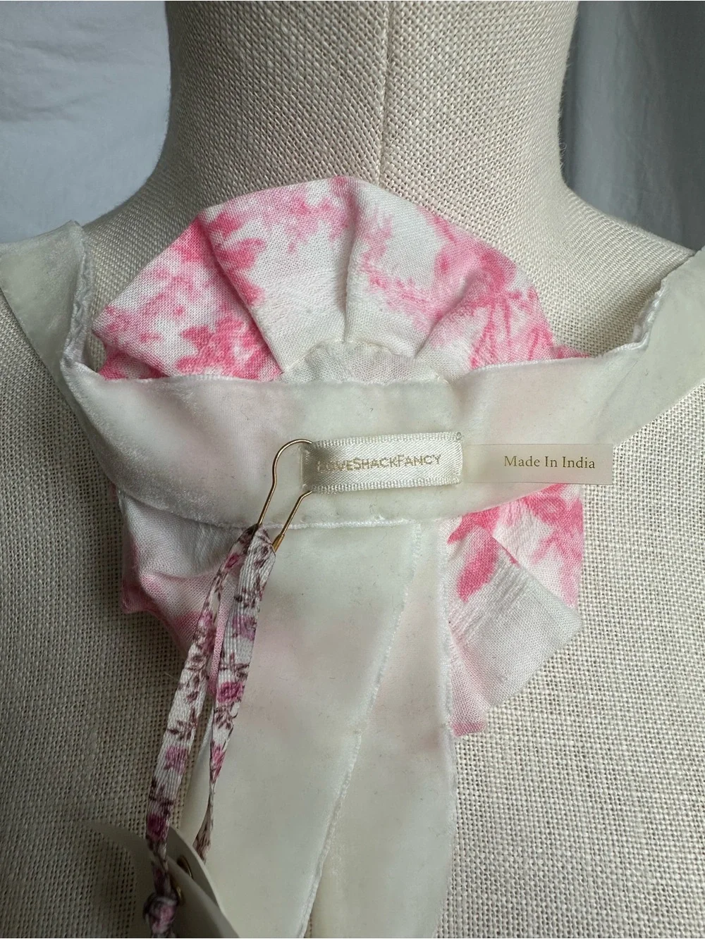 LoveShackFancy Rivia Belt NWT Cotton Pink Cream Rosette O/S